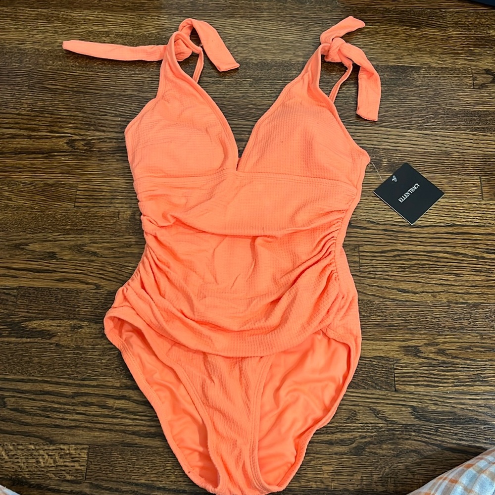 Orange Ellen Tracy one piece swim NWT never worn liner attached